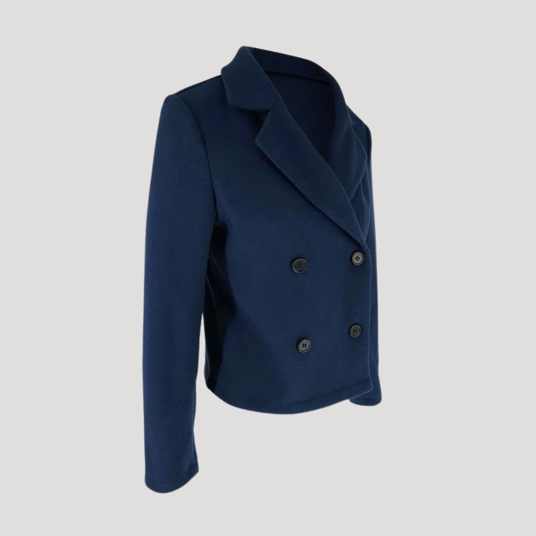 Women’s navy cropped double breasted blazer