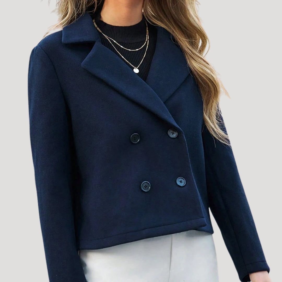 Women’s navy cropped double breasted blazer