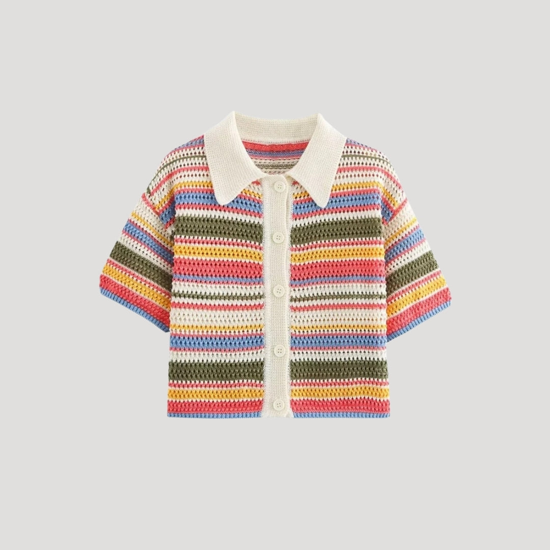 Roxie Striped Short Sleeve Cardigan