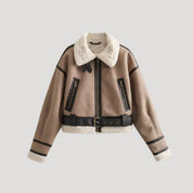 Women’s aviator jacket faux leather shearling winter coat