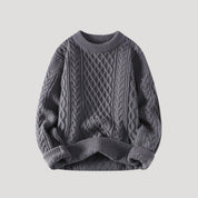 Men’s knitted jumper cable knit crew neck winter sweater