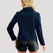 Women’s navy cropped double breasted blazer