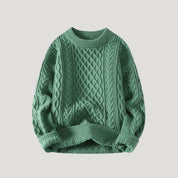 Men’s knitted jumper cable knit crew neck winter sweater