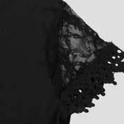 Women's black lace short sleeve mini dress