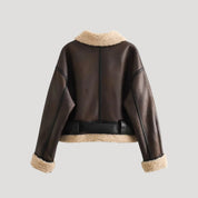 Women’s aviator jacket faux leather shearling winter coat