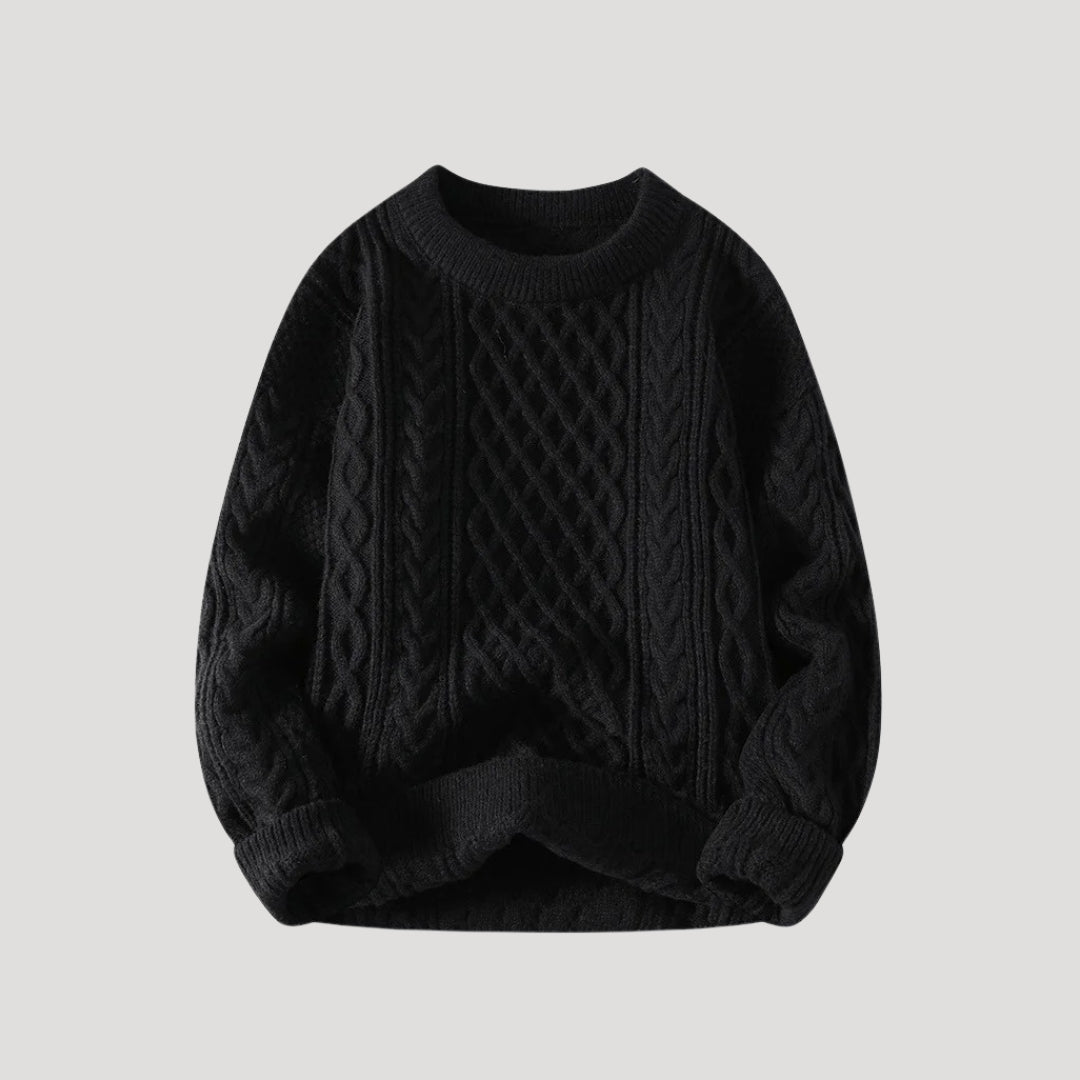 Men’s knitted jumper cable knit crew neck winter sweater