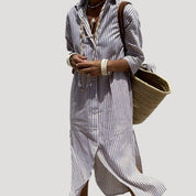 Women’s striped button-up longline shirt dress