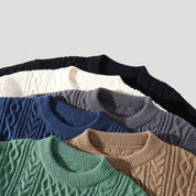 Men’s knitted jumper cable knit crew neck winter sweater