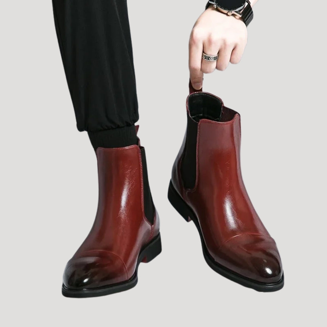 Men's leather chelsea boots chunky heel style – NOIR PEARL