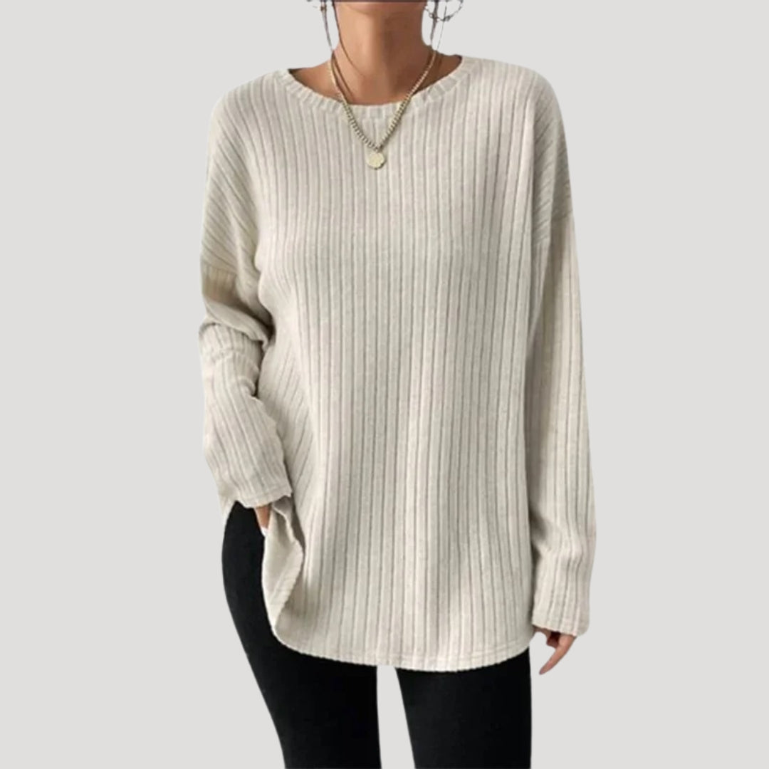 Women's oversized ribbed oversized knit sweater – NOIR PEARL