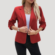Women’s ruched sleeve fitted blazer for smart casual looks