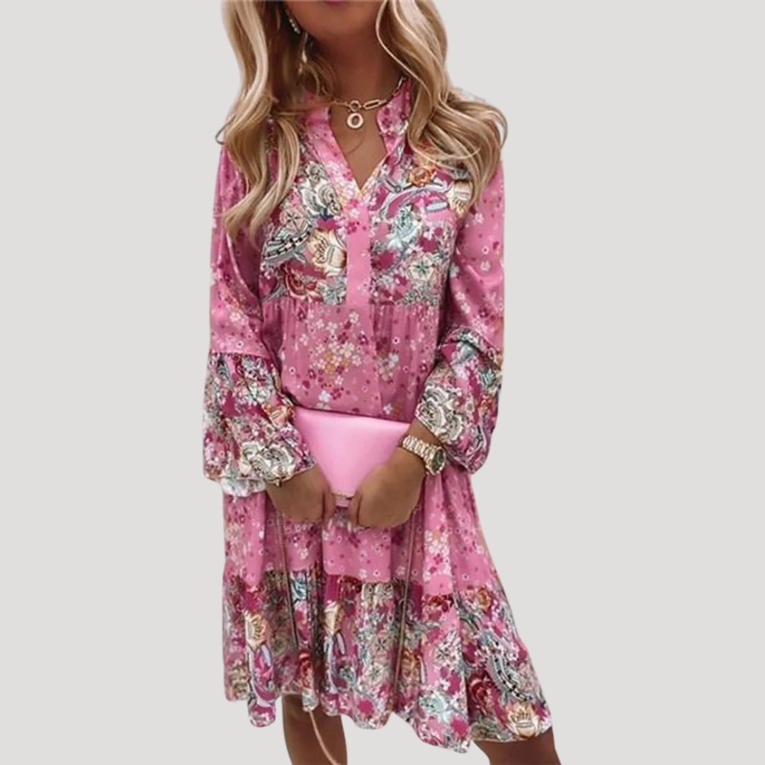 Women's boho floral summer midi dress