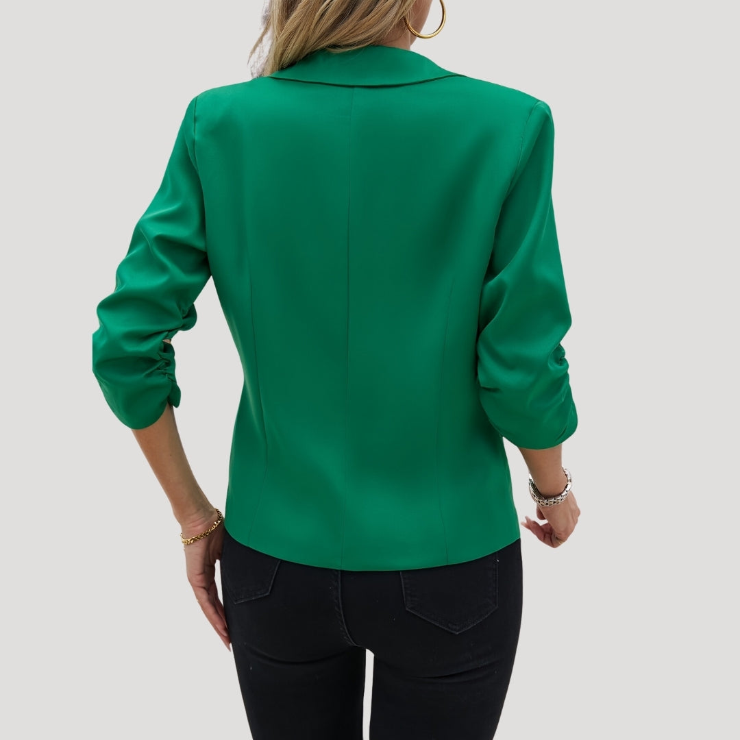 Women’s ruched sleeve fitted blazer for smart casual looks