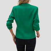 Women’s ruched sleeve fitted blazer for smart casual looks