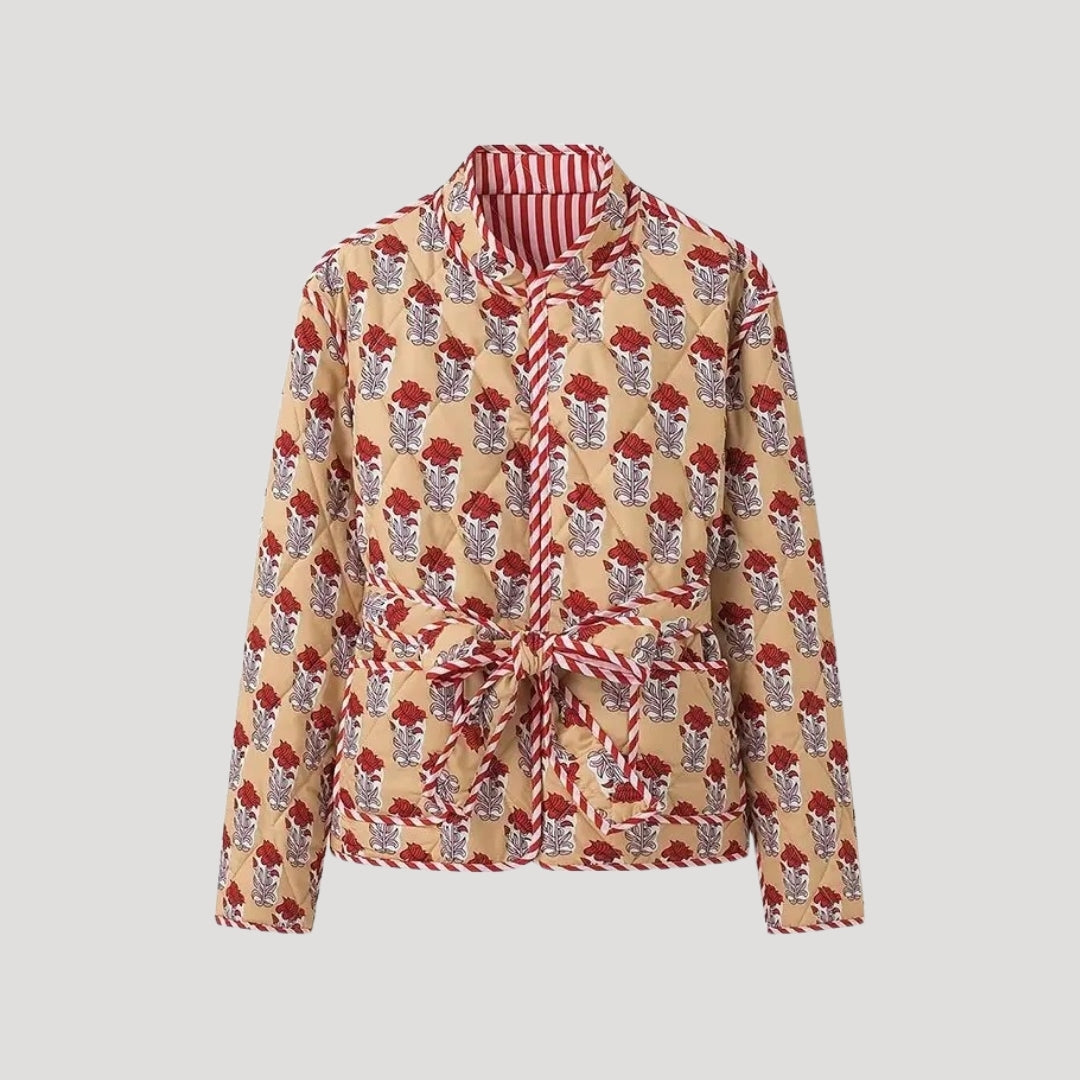 Women's reversible quilted spring floral wrap jacket – NOIR PEARL