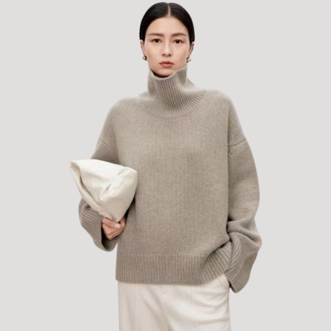 Women’s oversized cashmere high neck knitted sweater