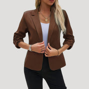 Women’s ruched sleeve fitted blazer for smart casual looks