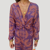 Women’s printed v neck midi wedding guest dress