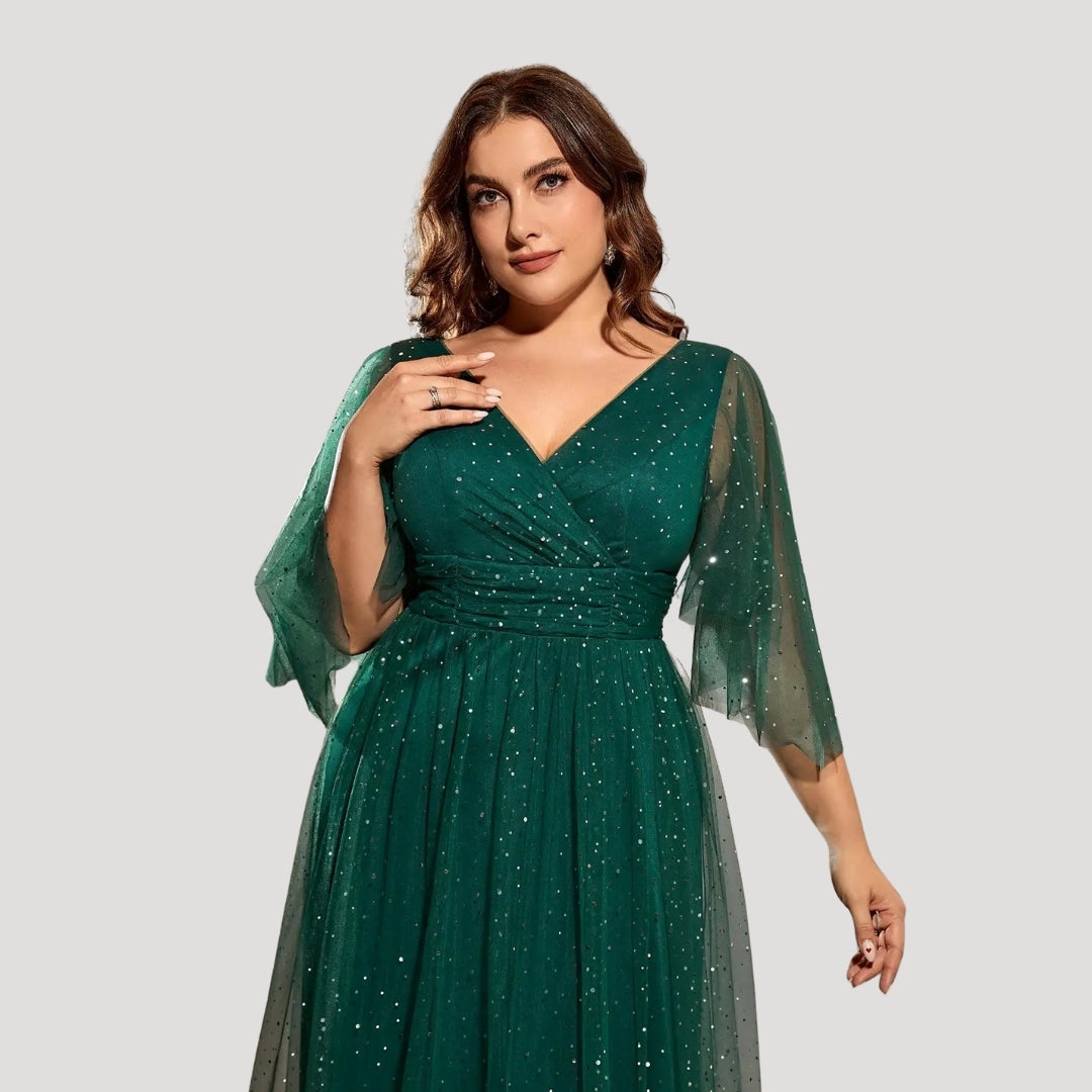 Women’s plus size glitter wedding guest dress – maxi