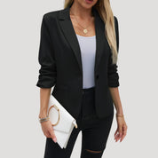 Women’s ruched sleeve fitted blazer for smart casual looks