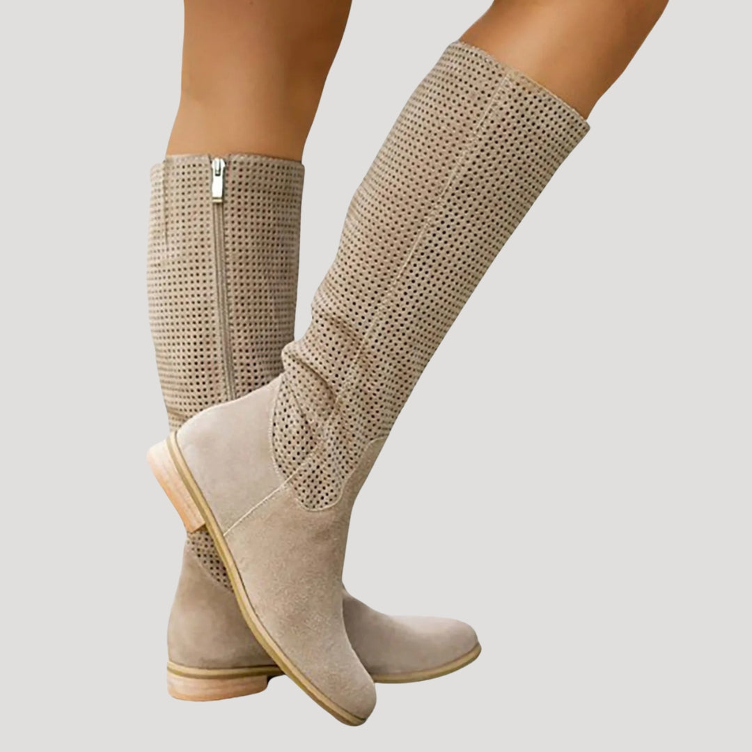 Women’s suede knee high boots – flat heel