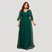 Women’s plus size glitter wedding guest dress – maxi