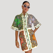 Women's paisley print mini shirt dress
