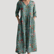 Women’s floral midi dress long sleeve summer casual