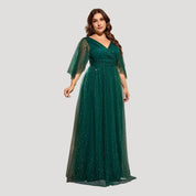 Women’s plus size glitter wedding guest dress – maxi