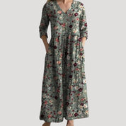 Women’s floral midi dress long sleeve summer casual