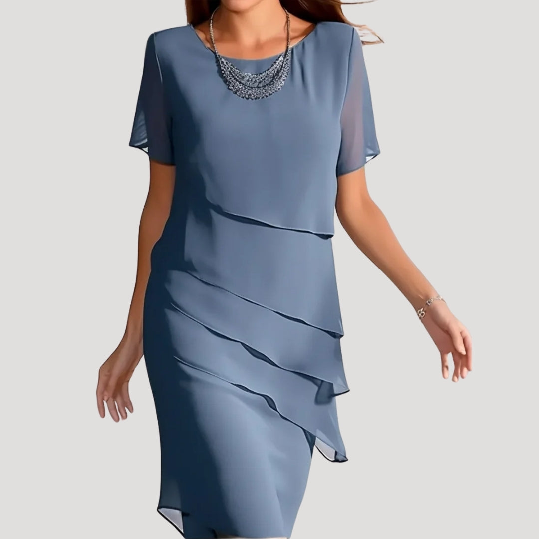 Women's chiffon midi dress summer wedding guest occasion  NOIR & PEARL
