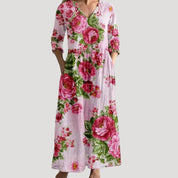 Women’s floral midi dress long sleeve summer casual