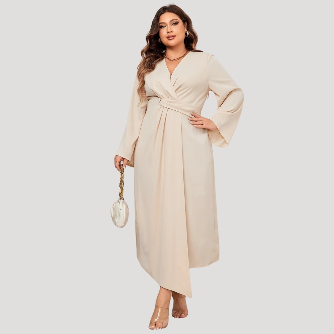Women’s plus size long sleeve wedding guest dress – midi