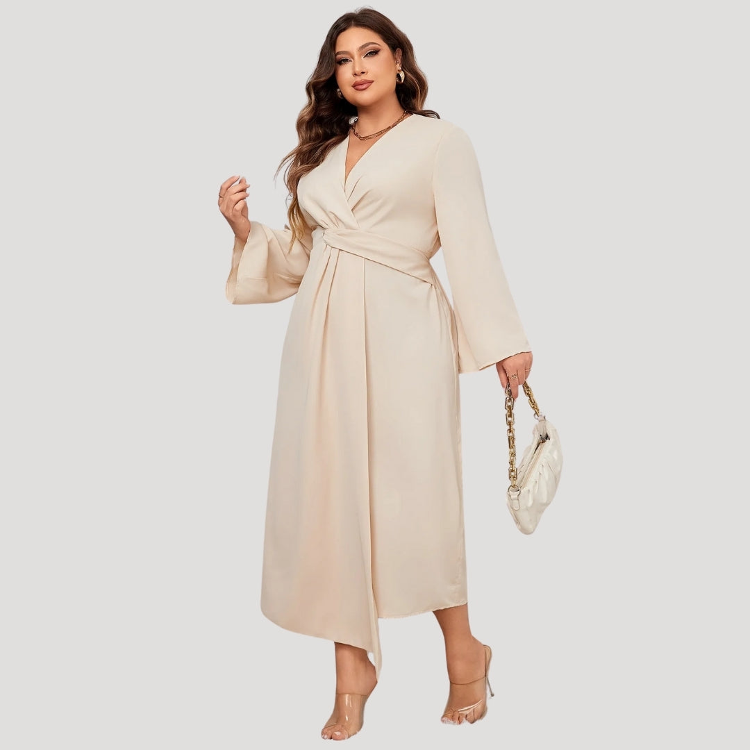 Women’s plus size long sleeve wedding guest dress – midi