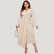 Women’s plus size long sleeve wedding guest dress – midi