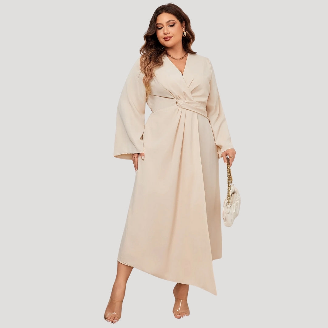 Women’s plus size long sleeve wedding guest dress – midi