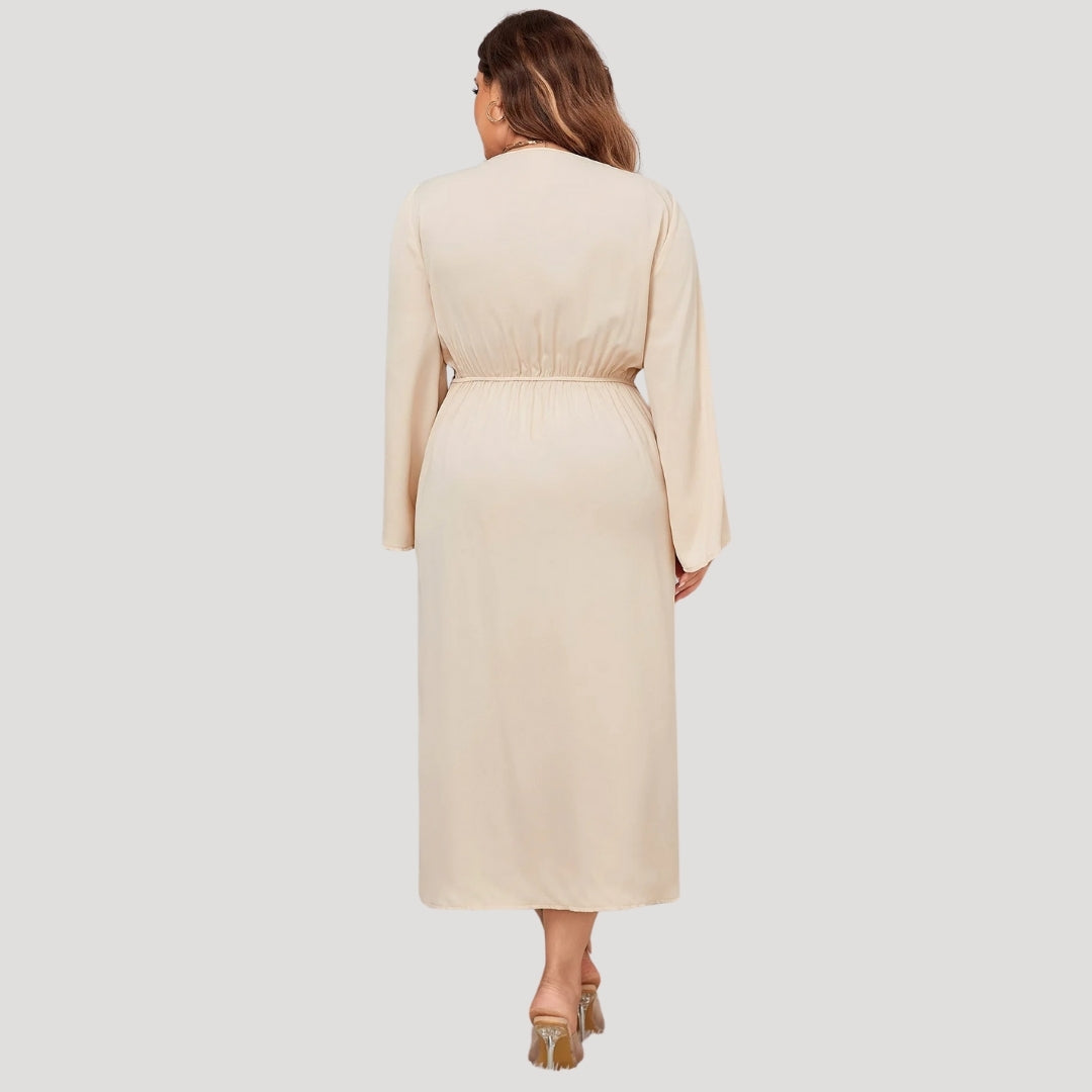 Women’s plus size long sleeve wedding guest dress – midi