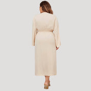 Women’s plus size long sleeve wedding guest dress – midi