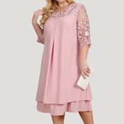 Women's plus size sleeve wedding guest dress – midi