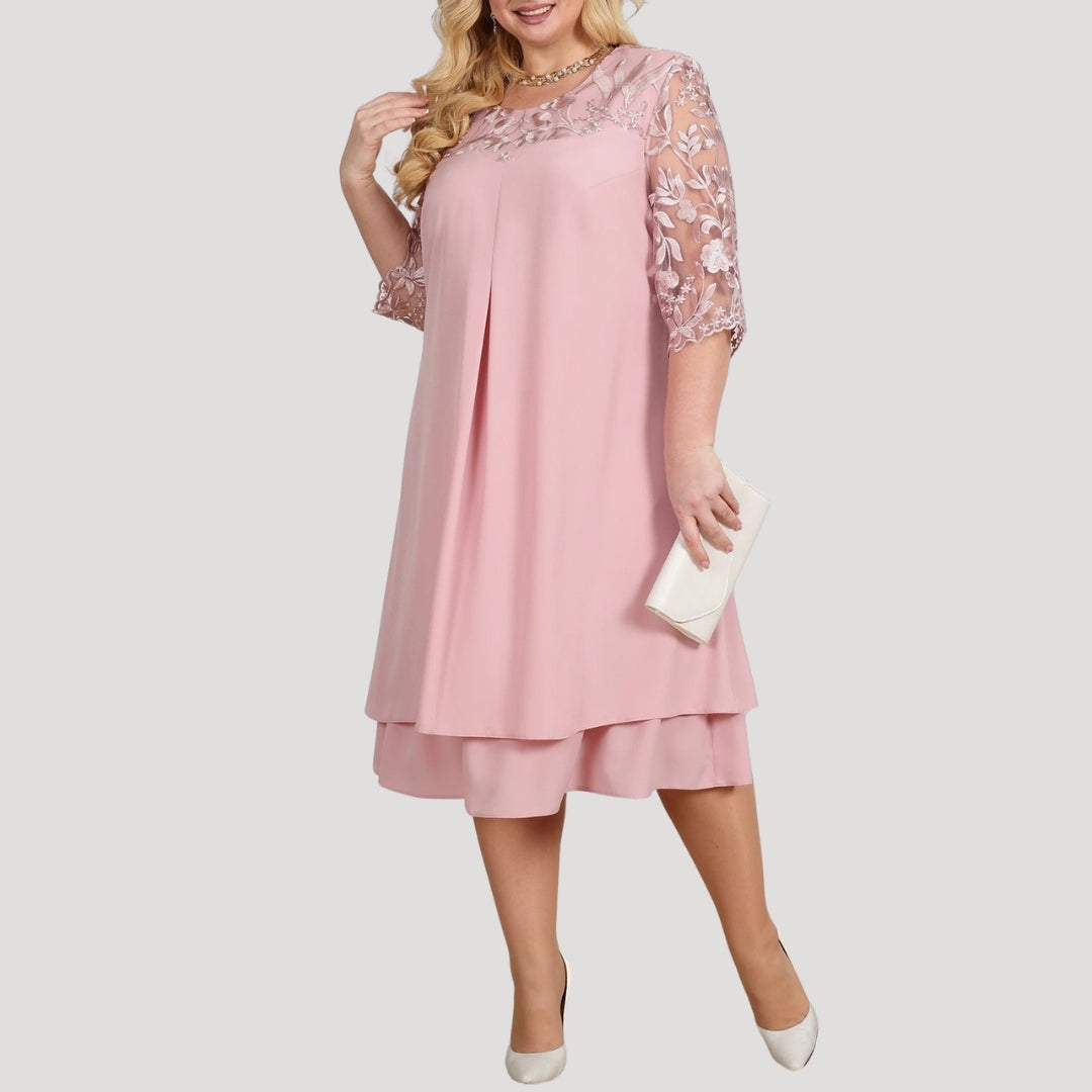 Women's plus size sleeve wedding guest dress – midi