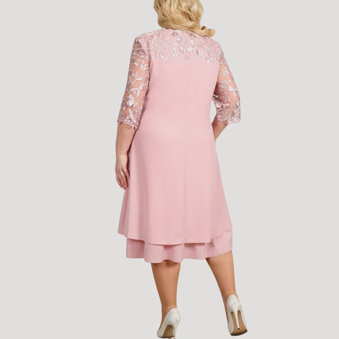 Women's plus size sleeve wedding guest dress – midi