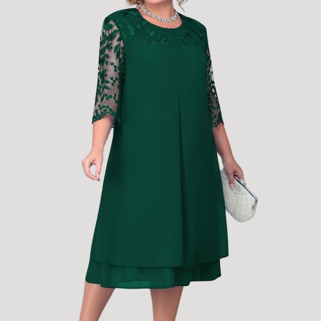 Women's plus size sleeve wedding guest dress – midi