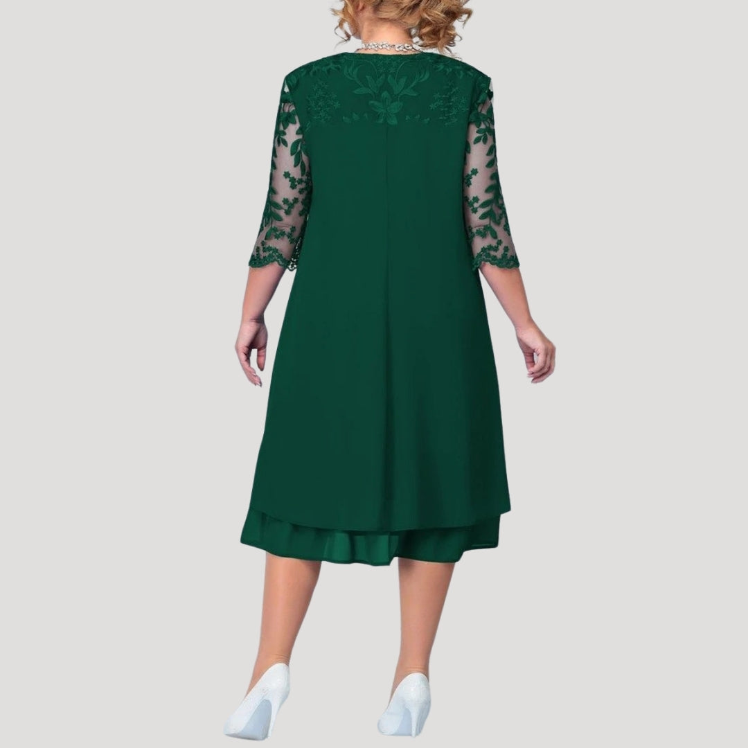 Women's plus size sleeve wedding guest dress – midi