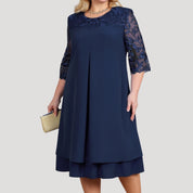 Women's plus size sleeve wedding guest dress – midi