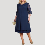 Women's plus size sleeve wedding guest dress – midi