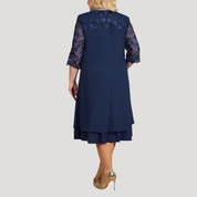 Women's plus size sleeve wedding guest dress – midi