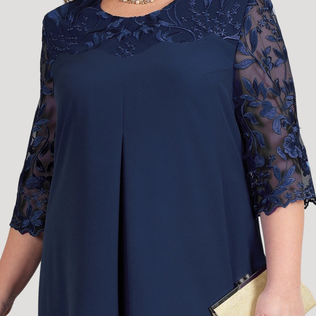 Women's plus size sleeve wedding guest dress – midi