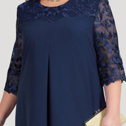 Women's plus size sleeve wedding guest dress – midi