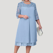 Women's plus size sleeve wedding guest dress – midi