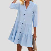 Women’s tiered button-up gingham mini dress